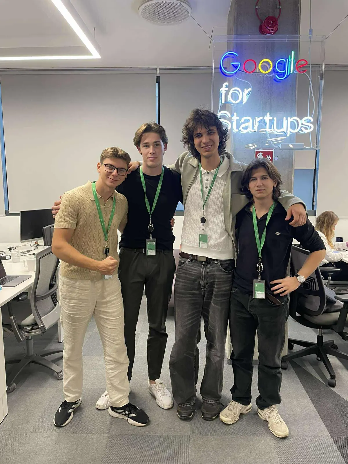 The Codaro team under the Google for Startups neon sign